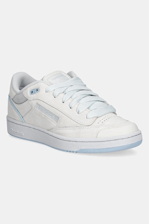 Reebok Classic sneakers din piele întoarsă Club C Bulc plată alb 100201226