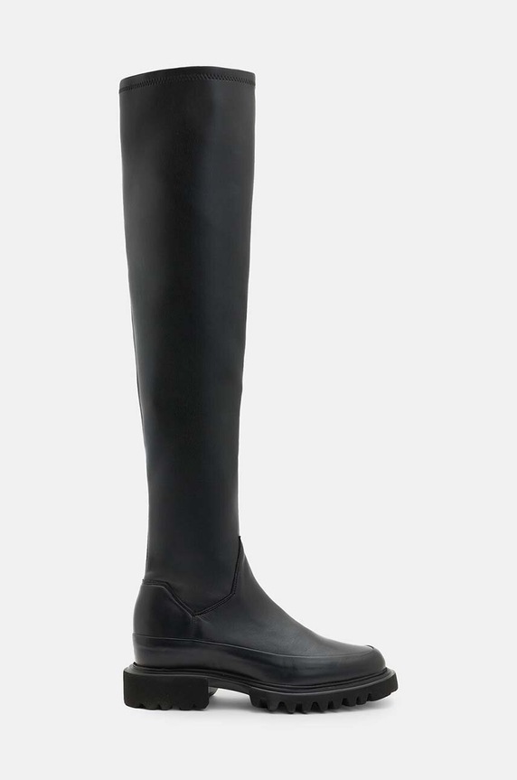 AllSaints kozaki skórzane Leona Boot płaski czarny W097FB