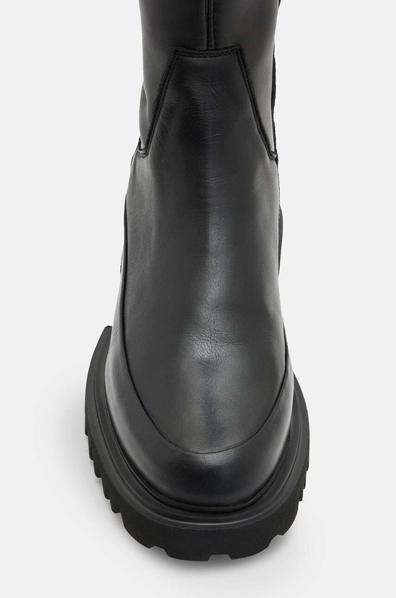 Obuwie AllSaints kozaki skórzane Leona Boot W097FB czarny