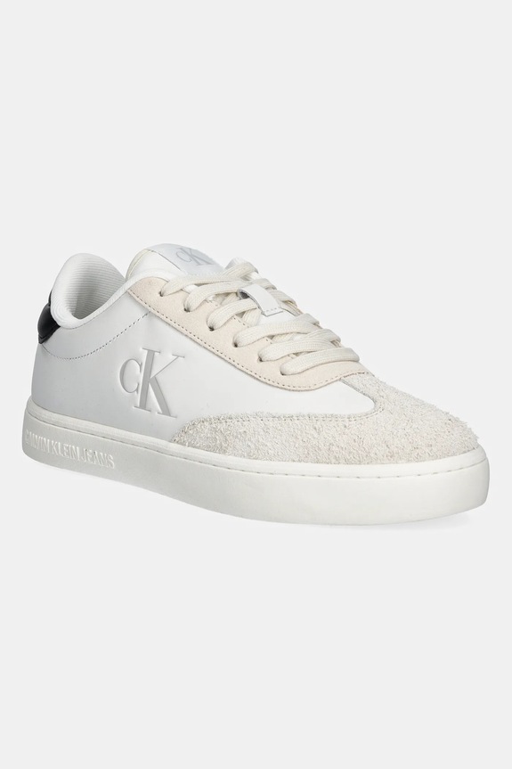 Calvin Klein Jeans sneakersy skórzane CLASSIC CUPSOLE LOW skóra zamszowa biały YM0YM01272