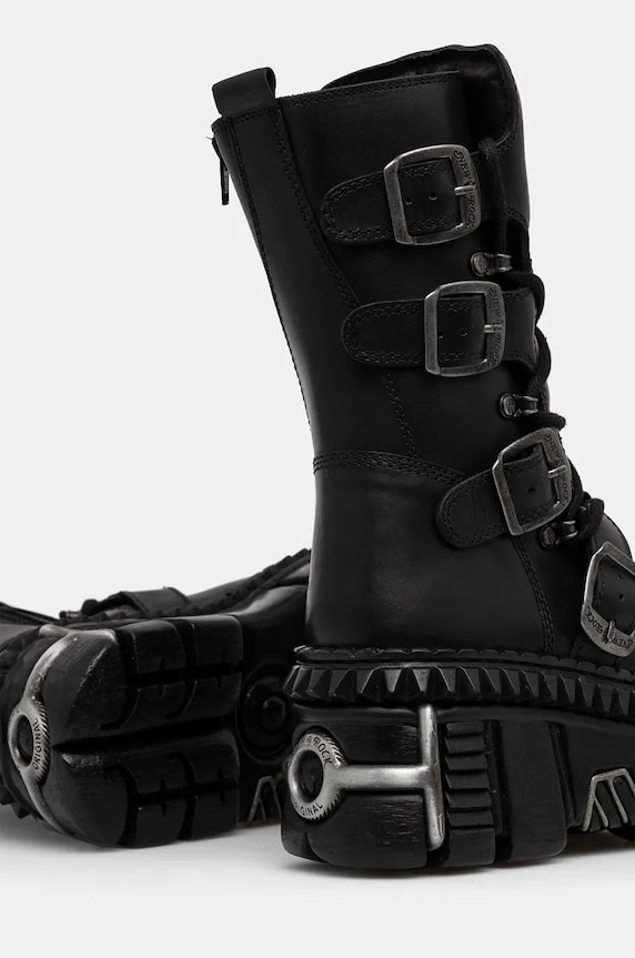 New Rock bőr csizma ITALI NEGRO NOMADA + TOWER CASCO + ACERO PICOS fekete M.WALL373.S10