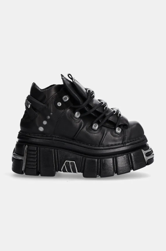 New Rock sneakers in pelle Nomada Negro + Tower Negro Lateral E14 Acero M.106.S112 nero AA00