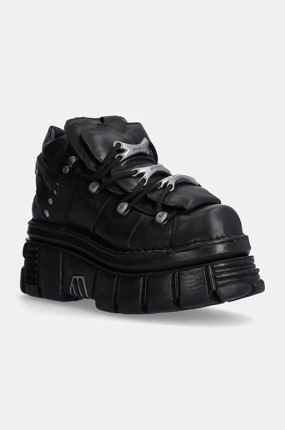 New Rock sneakers din piele Negro + Nomada Negro + Tower Negro Lateral E-14 platformă negru M.106.S29