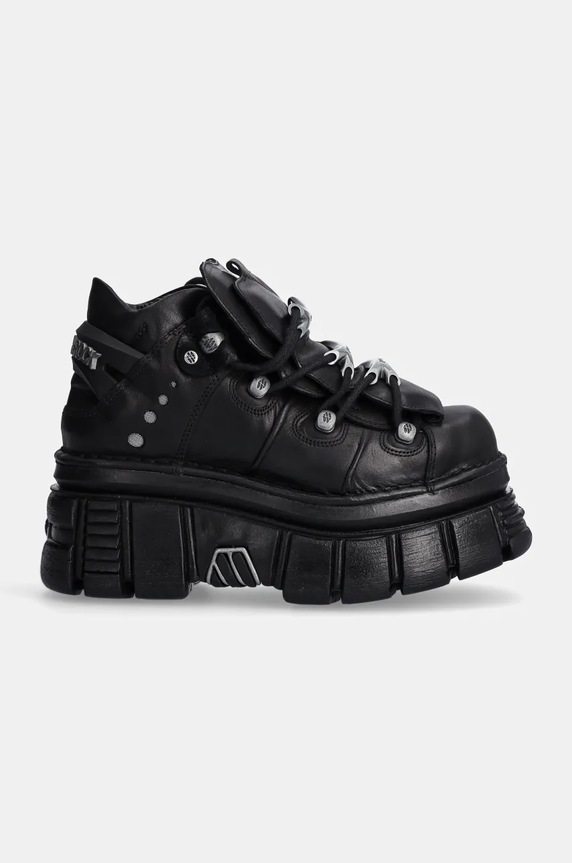 New Rock sneakers din piele Negro + Nomada Negro + Tower Negro Lateral E-14 M.106.S29 negru SS26