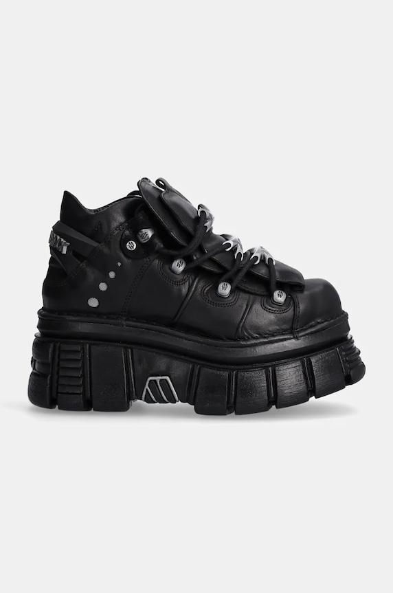 New Rock sneakers din piele Negro + Nomada Negro + Tower Negro Lateral E-14 M.106.S29 negru SS26