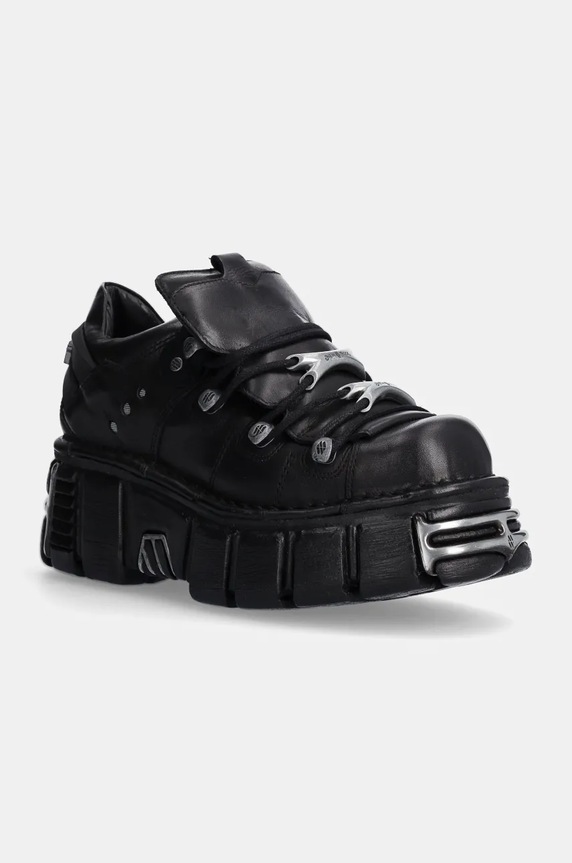 New Rock bőr sportcipő platformos fekete M.120N.S26