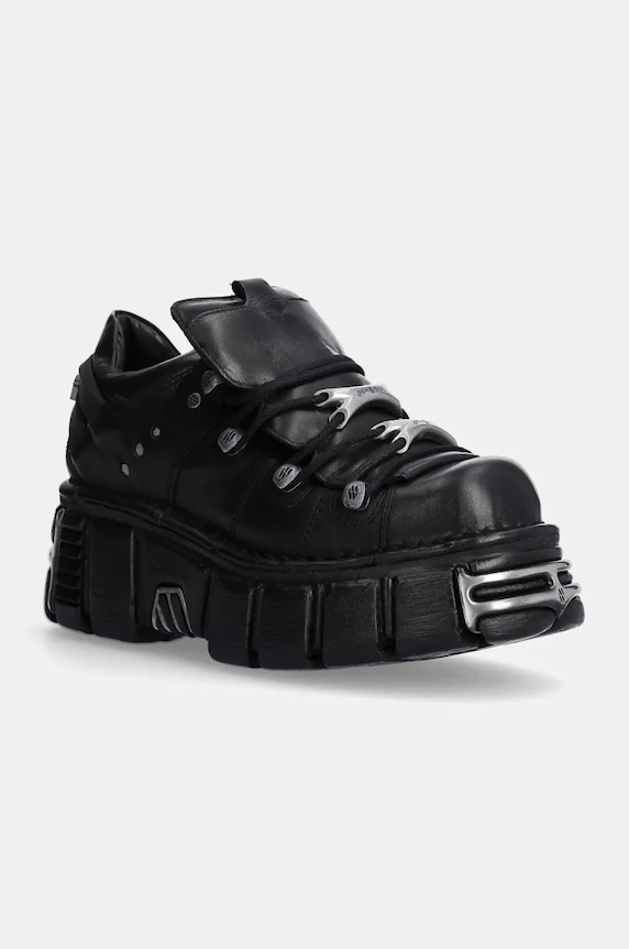 New Rock bőr sportcipő platformos fekete M.120N.S26