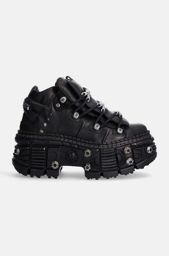 New Rock sneakersy skórzane Crust Negro + Tank Casco Negro M.WALL106.S25 czarny SS26