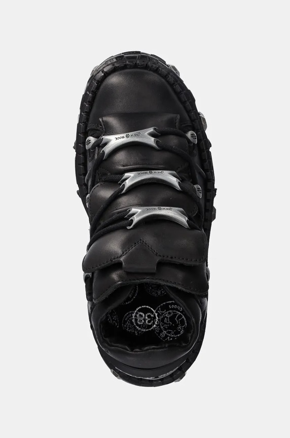 New Rock sneakersy skórzane Crust Negro + Tank Casco Negro czarny M.WALL106.S25
