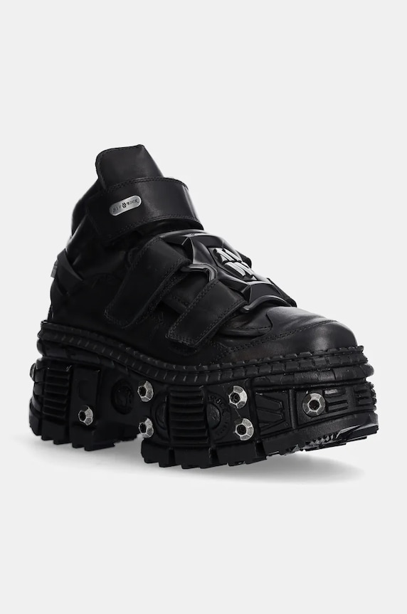 New Rock leather shoes Crust Negro Negro + Tank Casco Negro grain leather black M.WALL285.S10