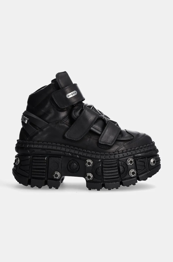 New Rock leather shoes Crust Negro Negro + Tank Casco Negro M.WALL285.S10 black AW24