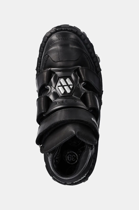 New Rock leather shoes Crust Negro Negro + Tank Casco Negro black M.WALL285.S10