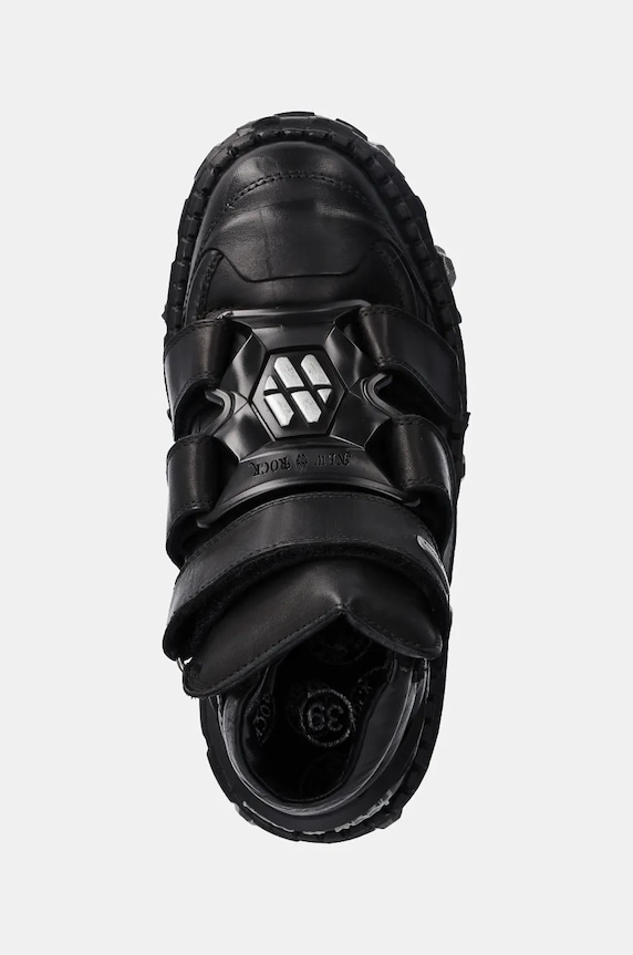New Rock leather shoes Crust Negro Negro + Tank Casco Negro black M.WALL285.S10