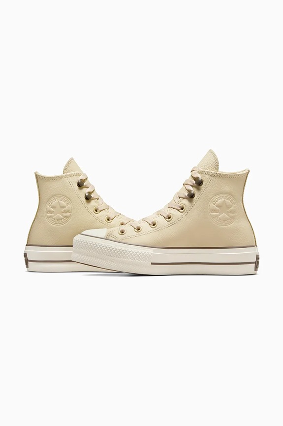 Kožne tenisice Converse Chuck Taylor All Star Lift bež A11158C