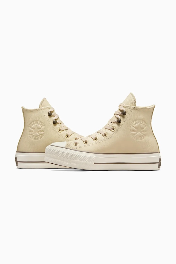 Kožne tenisice Converse Chuck Taylor All Star Lift bež A11158C