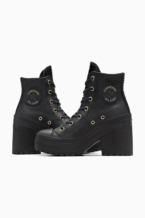 Obuv Kožené tenisky Converse Chuck 70 De Luxe Heel A12346C čierna