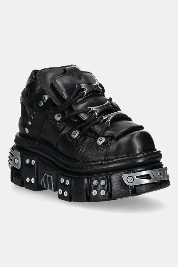 Kožené tenisky New Rock ITALI NEGRO+ NOMADA NEGRO+ TOWER NEGRO E14 platforma čierna M.106.S70