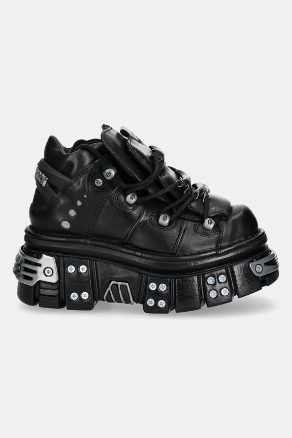 Kožené tenisky New Rock ITALI NEGRO+ NOMADA NEGRO+ TOWER NEGRO E14 M.106.S70 čierna AA00