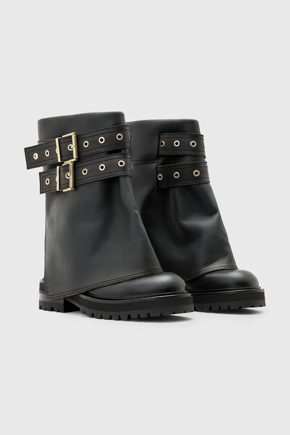 AllSaints botki skórzane Drew Boot W158FB czarny AW24