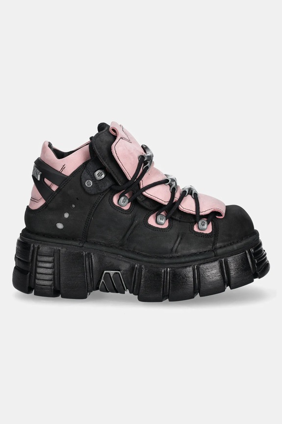 New Rock scarpe da ginnastica in nubuck Nobuck Negro + Nobuck Rosa + Tower Negro Lateral M.106.C26 nero AA00