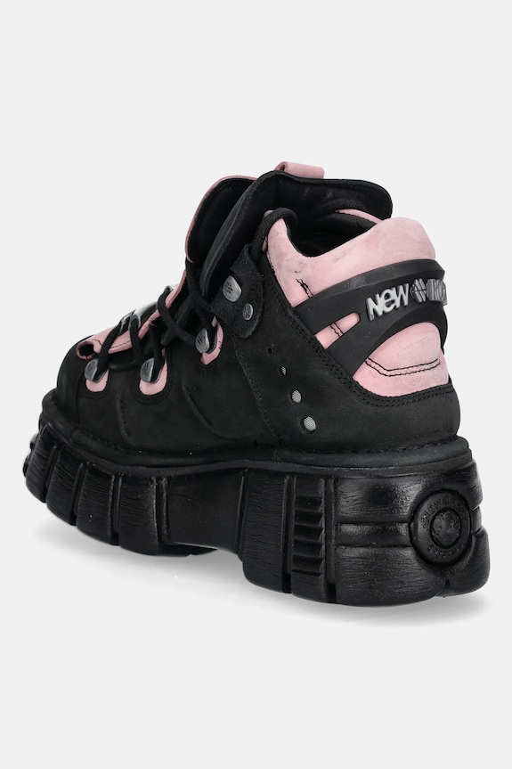 Scarpe New Rock scarpe da ginnastica in nubuck Nobuck Negro + Nobuck Rosa + Tower Negro Lateral M.106.C26 nero