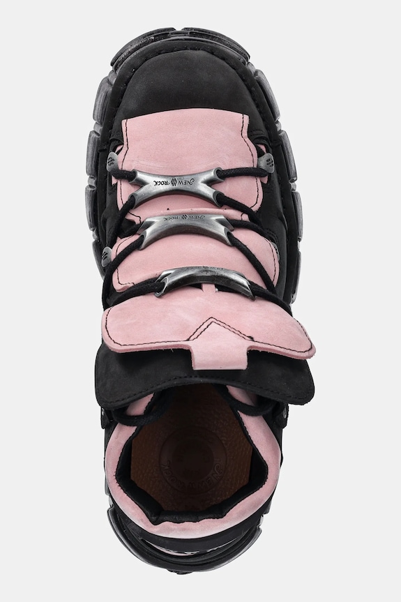 New Rock scarpe da ginnastica in nubuck Nobuck Negro + Nobuck Rosa + Tower Negro Lateral nero M.106.C26