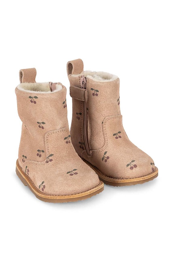 Παιδικές μπότες σουέτ Konges Sløjd PIPPI PULL ON BOOT με φερμουάρ πορτοκαλί KS101280