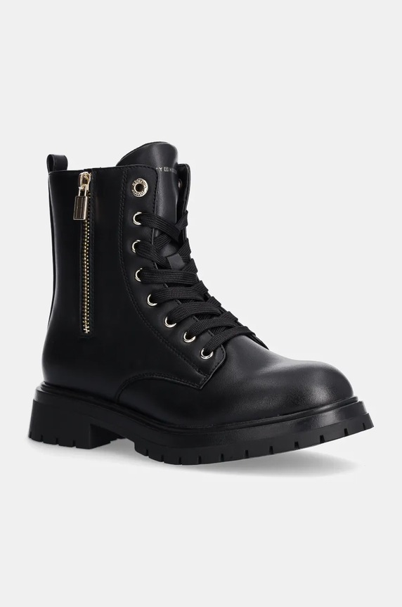Tommy Hilfiger bocanci copii cu snur negru T3A5.33567.