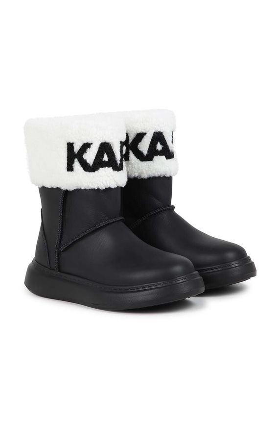 Detské zimné kožené topánky Karl Lagerfeld jemné zateplenie čierna Z30312.36.39
