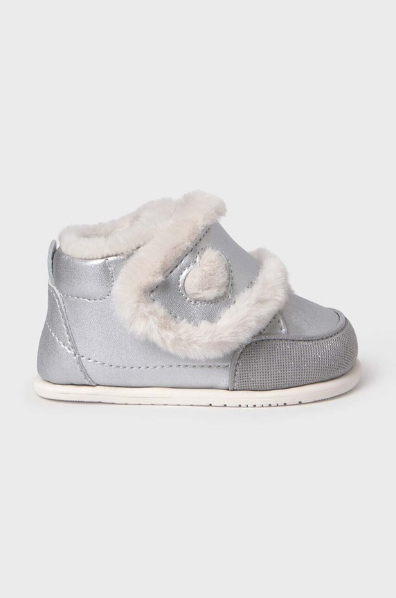 Mayoral buty zimowe niemowlęce imitacja skóry licowej srebrny 42468.21B.Baby