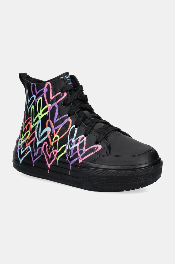 Skechers scarpe da ginnastica per bambini HYPERLIFT finta pelle fiore nero 314075L