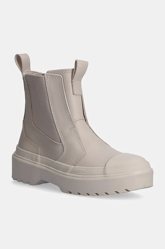 Dětské kožené kotníkové boty Converse CHUCK TAYLOR AS CHELSEA LUGGED bez zapínání béžová A08395C