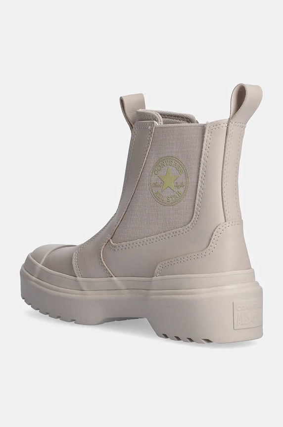 DÍVKA Dětské kožené kotníkové boty Converse CHUCK TAYLOR AS CHELSEA LUGGED A08395C béžová