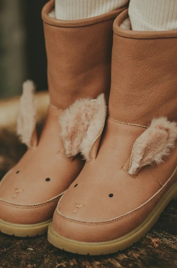 Dětské kožené zimní boty Donsje Wadudu Exclusive Boots Fluffy Bunny zateplené růžová 2022110.29.33