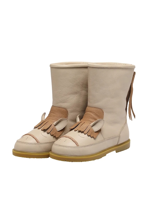 Dievča Detské zimné kožené topánky Donsje Wadudu Special Boots Horse 2122021.29.33 béžová