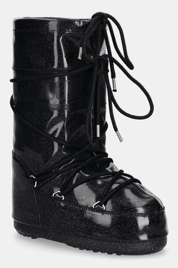 Παιδικές μπότες χιονιού Moon Boot ICON GLITTER με κορδόνια μαύρο 80D1402850