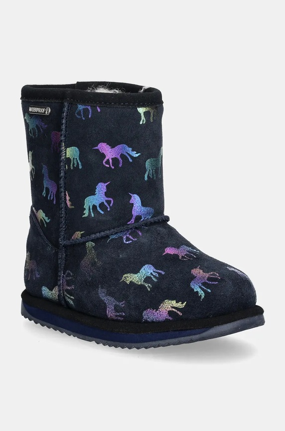 Emu Australia stivali da neve bambini Rainbow Unicorn Brumby isolamento sintetico blu navy K12373.Rai