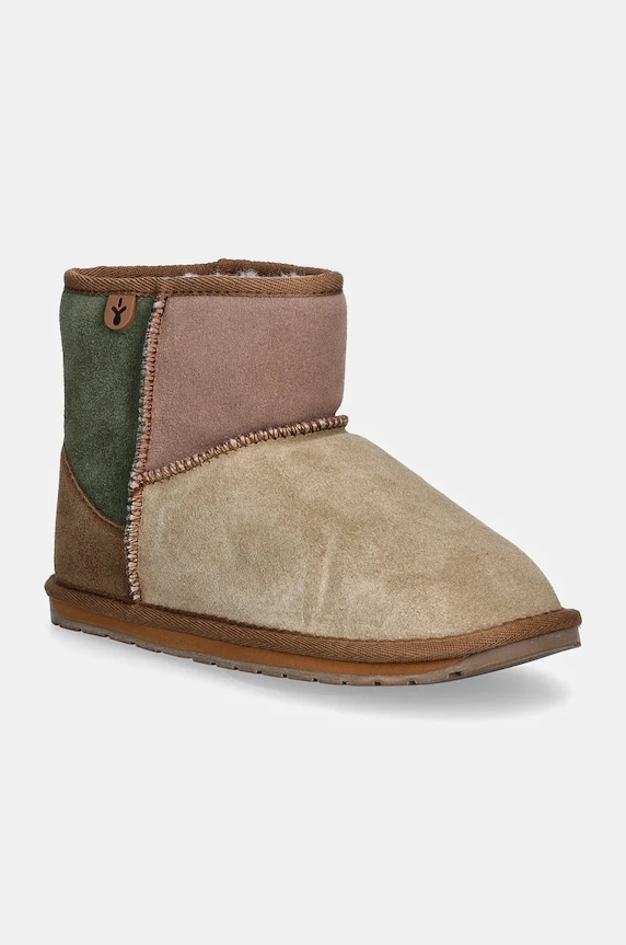 Emu Australia gyerek hócipő velúrból Wallaby Mini Patchwork velúr bőr bézs K13105.Wal