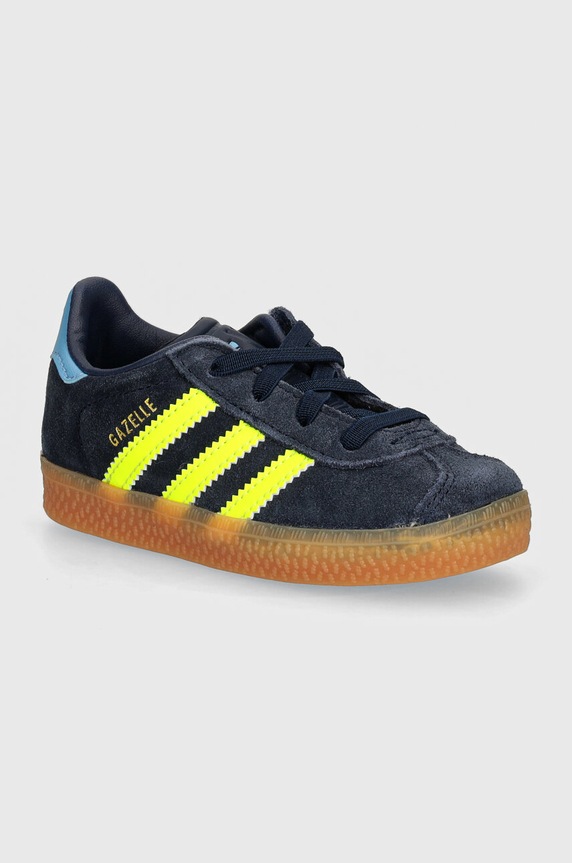 Παιδικά δερμάτινα sneakers adidas Originals GAZELLE CF EL δέρμα σαμουά σκούρο μπλε IH2783