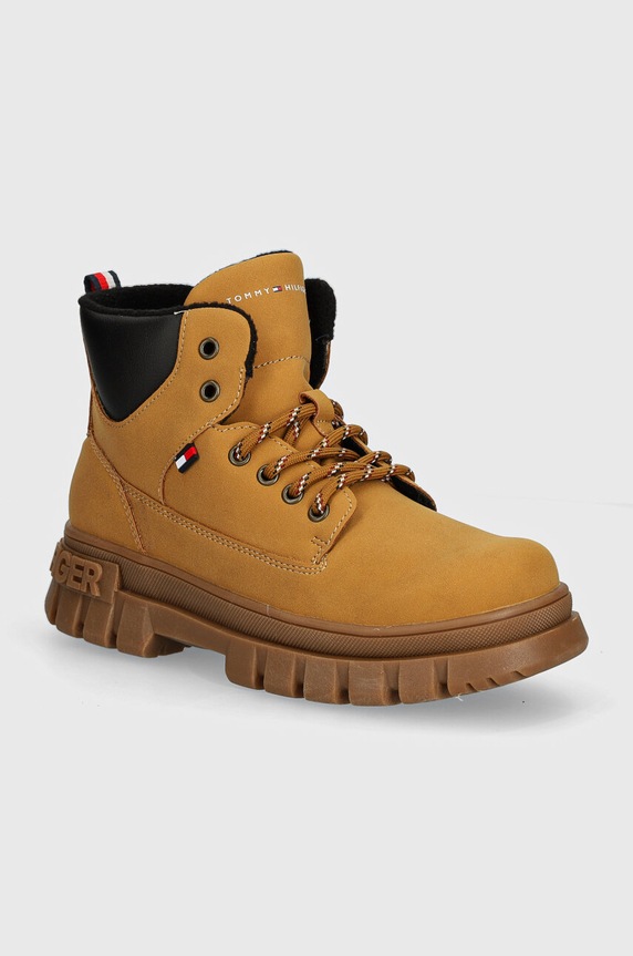 Dětské zimní boty Tommy Hilfiger imitace kůže hnědá T3X5.33706.35.41