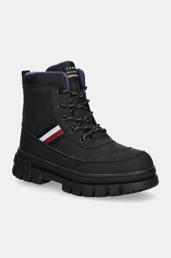 Παιδικές χειμερινές μπότες Tommy Hilfiger συνθετικό μαύρο T3X5.33713.35.41