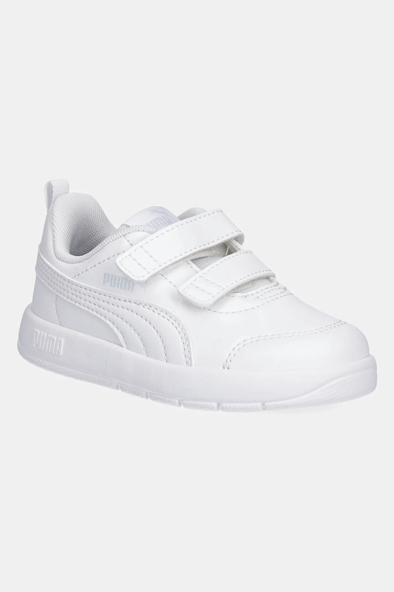 Παιδικά sneakers Puma Courtflex V3 V απομίμηση λείου δέρματος λευκό 310252
