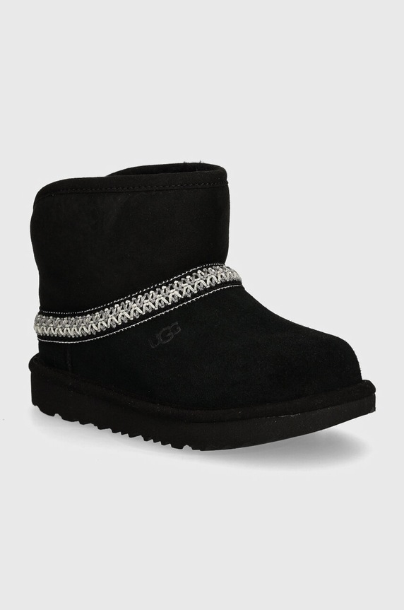 Дитячі замшеві чоботи UGG CLASSIC MINI CRESCENT замша чорний 1157697T