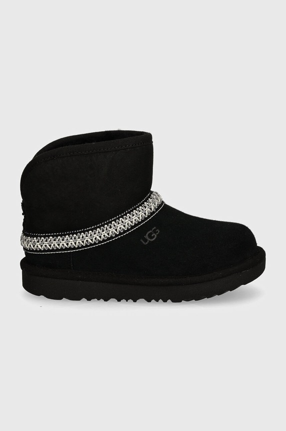 Дитячі замшеві чоботи UGG CLASSIC MINI CRESCENT 1157697T чорний AW24