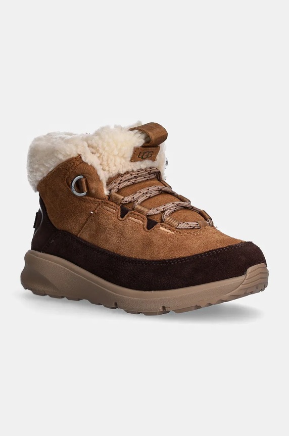 Dječje zimske cipele od brušene kože UGG TERRETRAIL COZY LACE na patentni zatvarač smeđa 1157574K