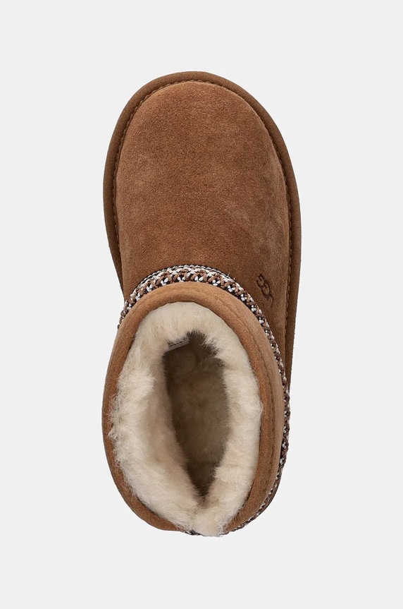 Dječje cipele za snijeg od brušene kože UGG KIDS CLASSIC MINI CRESCENT smeđa 1157697K