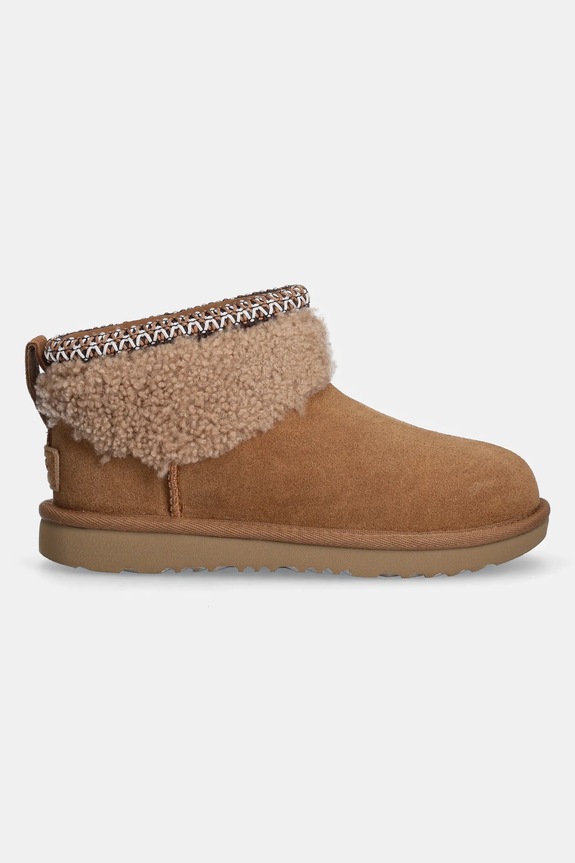 Detské zimné semišové topánky UGG KIDS CLASSIC ULTRA MINI MAXI CURLY 1157730K hnedá AW24