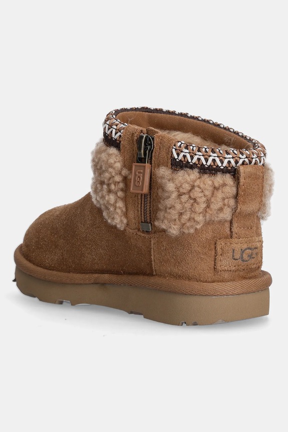 Chlapec Detské zimné semišové topánky UGG CLASSIC ULTRA MINI MAXI CURLY 1157730T hnedá