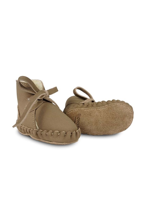Donsje buty skórzane niemowlęce Pina Classic Booties lekko ocieplane brązowy 1018200.