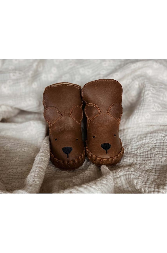 Kojenecké kožené boty Donsje Kapi Classic Booties Bear 1028001. hnědá